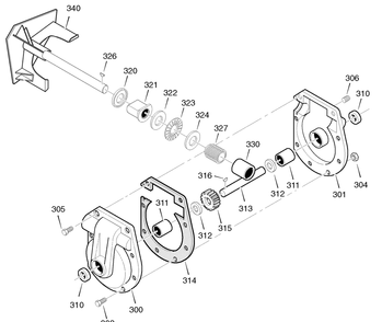 Gear Case Diagram and Parts List for 627859X43B 2004 Briggs and Stratton Snow Blower